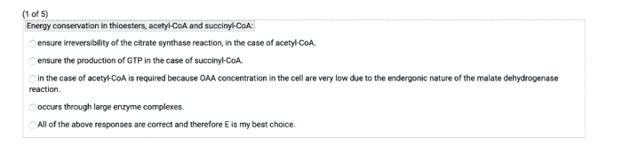 Energy conservation in thioesters acetyl-coa and succinyl-coa