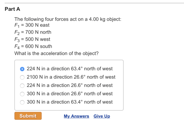 The following four forces act on a 4.00 kg object